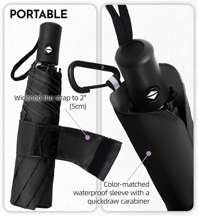 Lilac Compact Travel Windproof Umbrella, 43" Auto open/close Folding Quick Dry Umbrellas for Rain, Lightweight Portable Small for Backpack Car, Thoughtful Gift for Women Men Kids, TSA Approved - Image 4